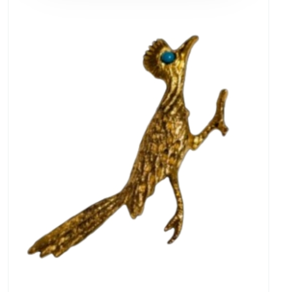 J Ritter Turquoise Eye Roadrunner Brooch - Picture 4 of 4